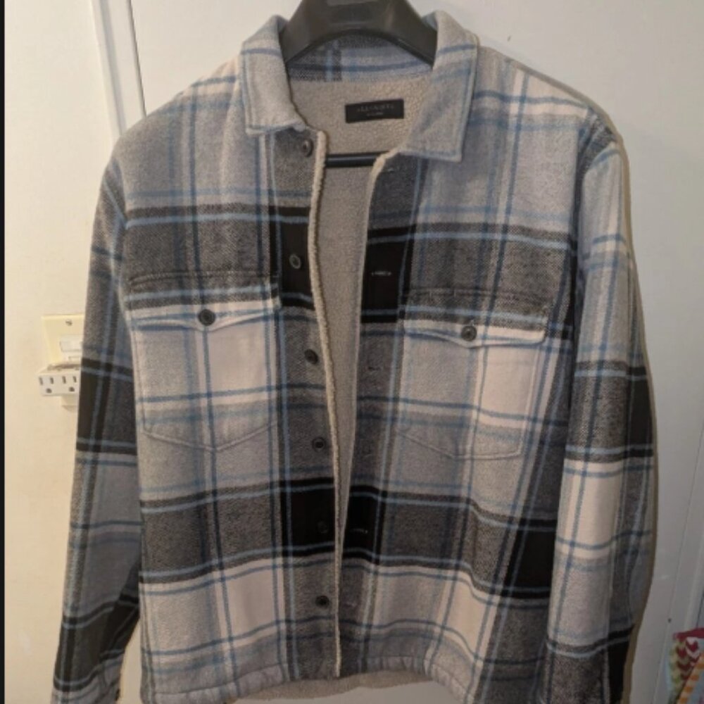 AllSaints Sacco Sherpa Lined Ashtree Plaid Shirt Jacket 2XL